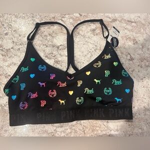 VS PINK Victoria's Secret Ombre Rainbow Strappy Sports Bra Large
